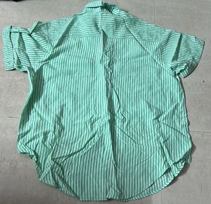 Mint Green Striped Button-Up Top