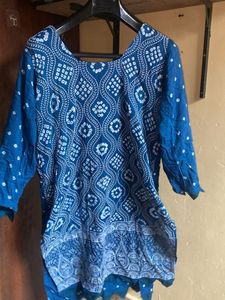 Blue Ethnic Dupatta with White Print
