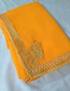 Elegant Yellow Chiffon Saree