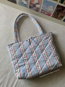Cute Blue Gingham Tote Bag