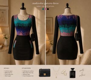 Chic Multicolor Pattern Knit Dress