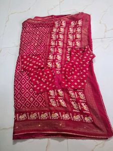 Elegant Pink Ethnic Saree with Blouse