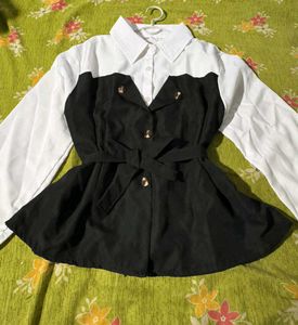 Chic Black &amp; White Peplum Top