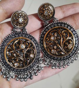 Designer Oxidised Jhumka Earrings