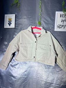 Beige Cropped denim  Jacket
