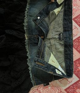y2k denim Skirt with Lace Trim