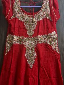 Embroidered Red Kurta Set