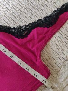 Pink Camisole with Black Lace Trim
