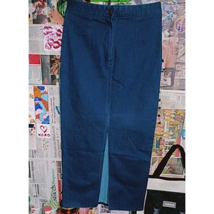 Denim Midi Skirt with Slit