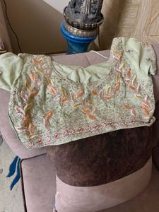 Embroidered Silk Blouse with Lahnga suits in festi