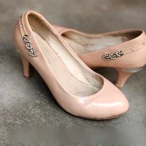 Elegant Nude Pink Heels with Embellishments