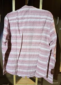Men's Striped Band Collar Shirt