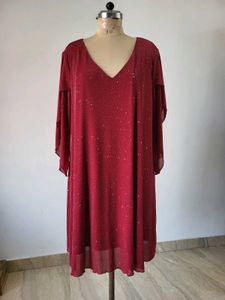 Sparkly Red V-Neck Dress Length  38 Inches