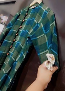Green Check Print Long Shrug For Girl 36 Bust