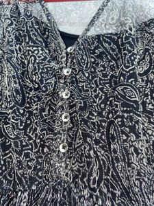 Sheer Black Printed Maxi Dress