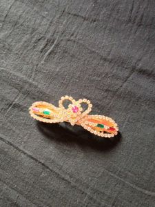Sparkling Bow Hair Clip with Rhinestones