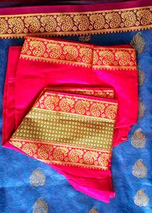 🤩New Blue Silk Saree with Gold Zari