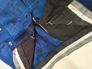 Men's Navy Blue Checkered Blazer