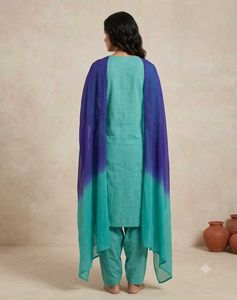 Chikankari suit set with Ombre Dupatta