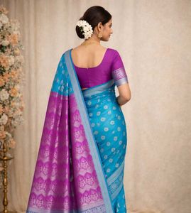 Elegant Blue &amp; Purple Saree