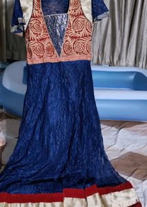 Elegant Blue Lace Ethnic Gown