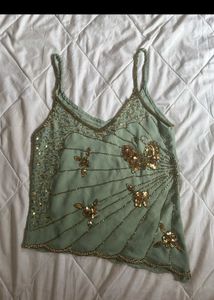 Y2K embellished butterfly camisole top