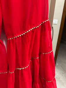 Elegant Red Kurta and sharara with Gold Print