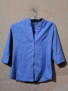 Blue Collared 3/4th Sleeve Top