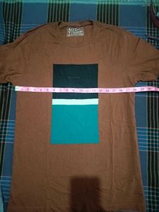 Men's Brown Color Block T-Shirt