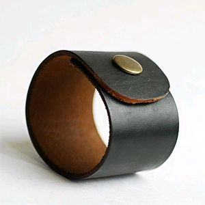 Unisex Leather Cuff Bracelets Set of 3 Pieces