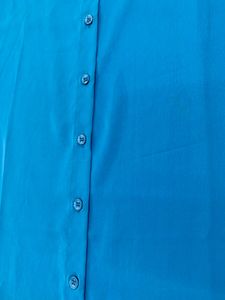 Chic Blue Button-Up Midi Dress