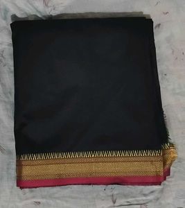 Elegant Black Saree with Gold Border