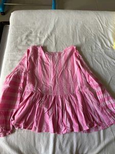 Chic Pink Striped Wrap Peplum Top