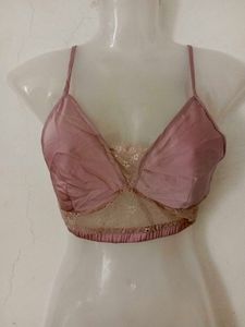 Lace Trimmed Pink Bralette