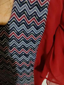 Elegant Red Ethnic Gown with Unique Pattern