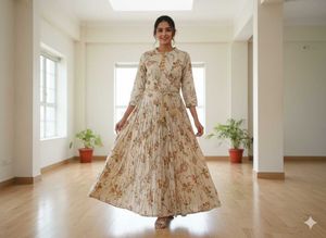 Floral Print Ethnic Gown Dress