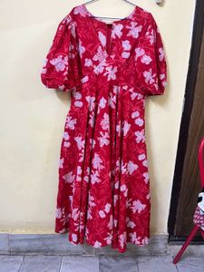 Anayna Red Floral Print Dress