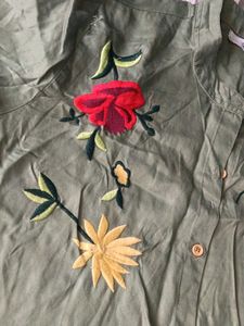 Embroidered Green Kurta