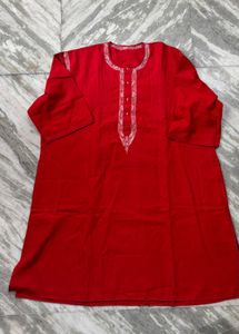 Vibrant Red Embroidered tunic