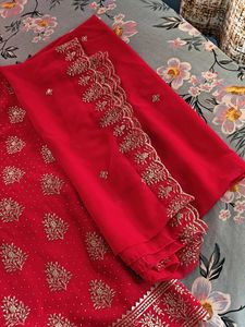 Stunning Red Embroidered Kurta