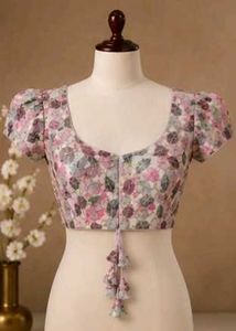 Floral Embroidered Blouse with Tassels