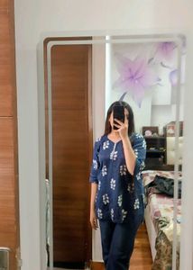 Blue Floral Print Kurta