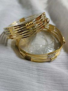 Golden Bangles with Rhinestones