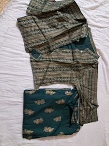 Green Printed Kurta Set