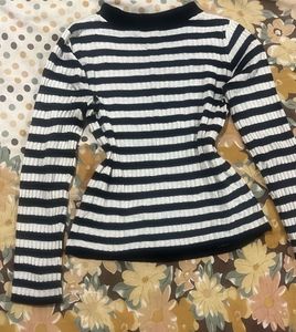 Chic Striped Mock Neck Top