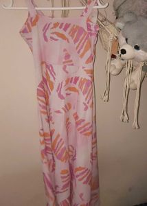 Flowy Pink &amp; Orange summer cut out dress