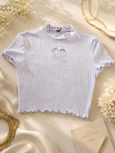 Ribbed Heart Cutout Mock Neck Top