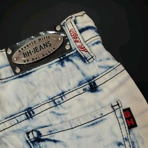 Distressed Acid Wash Denim Shorts