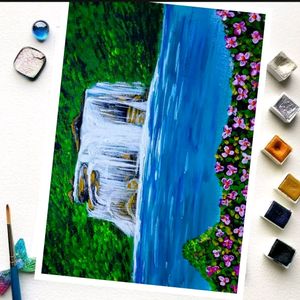 waterfall landscape painting