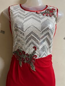 Red Glitter Long Gown♥️